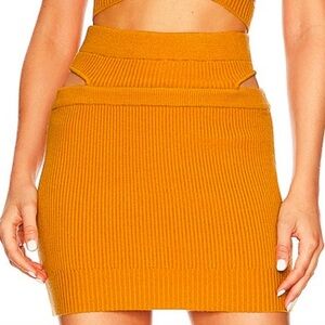 For Love & Lemons Maggie Mini Skirt NWT‎ size small yellow asymmetrical cutout